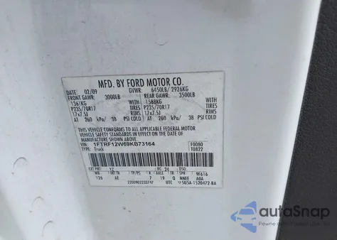 2009 Ford F-150 Stx/Xl/Xlt из США, поврежденный, VIN 1FTRF12W69KB73164